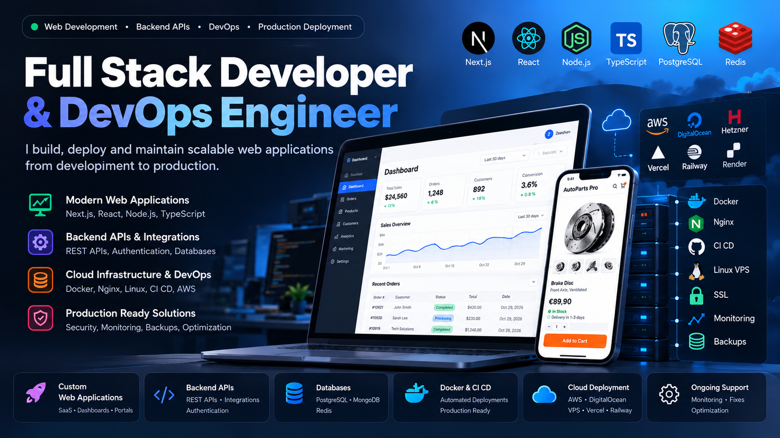 I will be your full stack developer and DevOps engineer for web applications